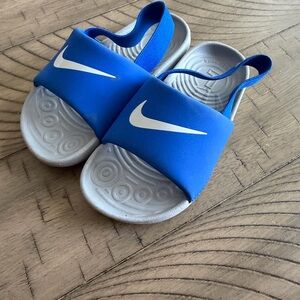 Nike Kids Blue and White Slide Sandals